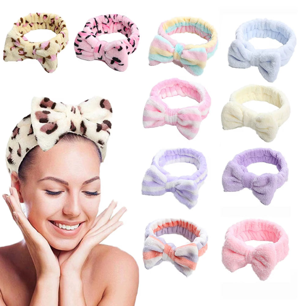 Women's Striped Bow Face Wash Headband Cosmia.pk