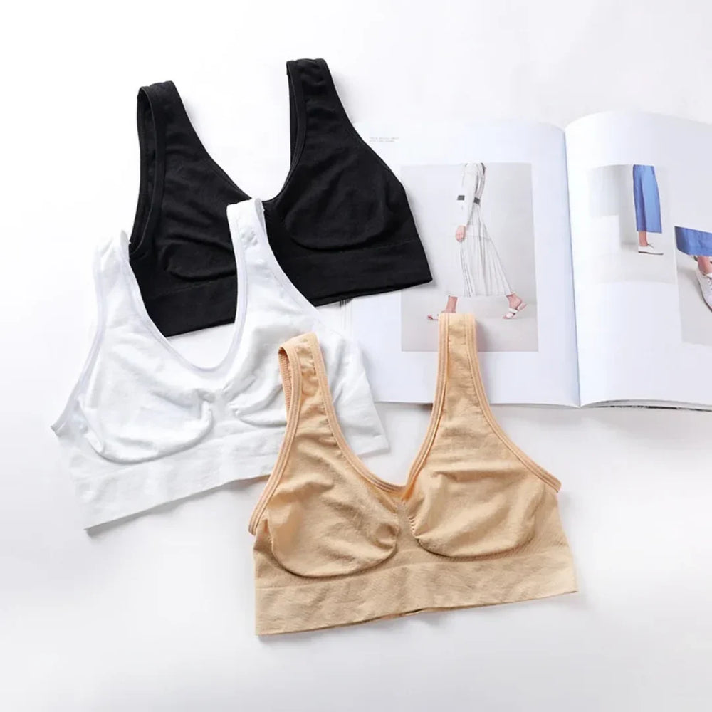 Sports Bra Stretchable Padded Seamless Bra with Removable Soft Cups Cosmia.pk