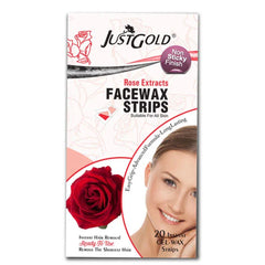 Justgold’s Face Wax Strips - Rose Extracts (20 Strips) Just Gold