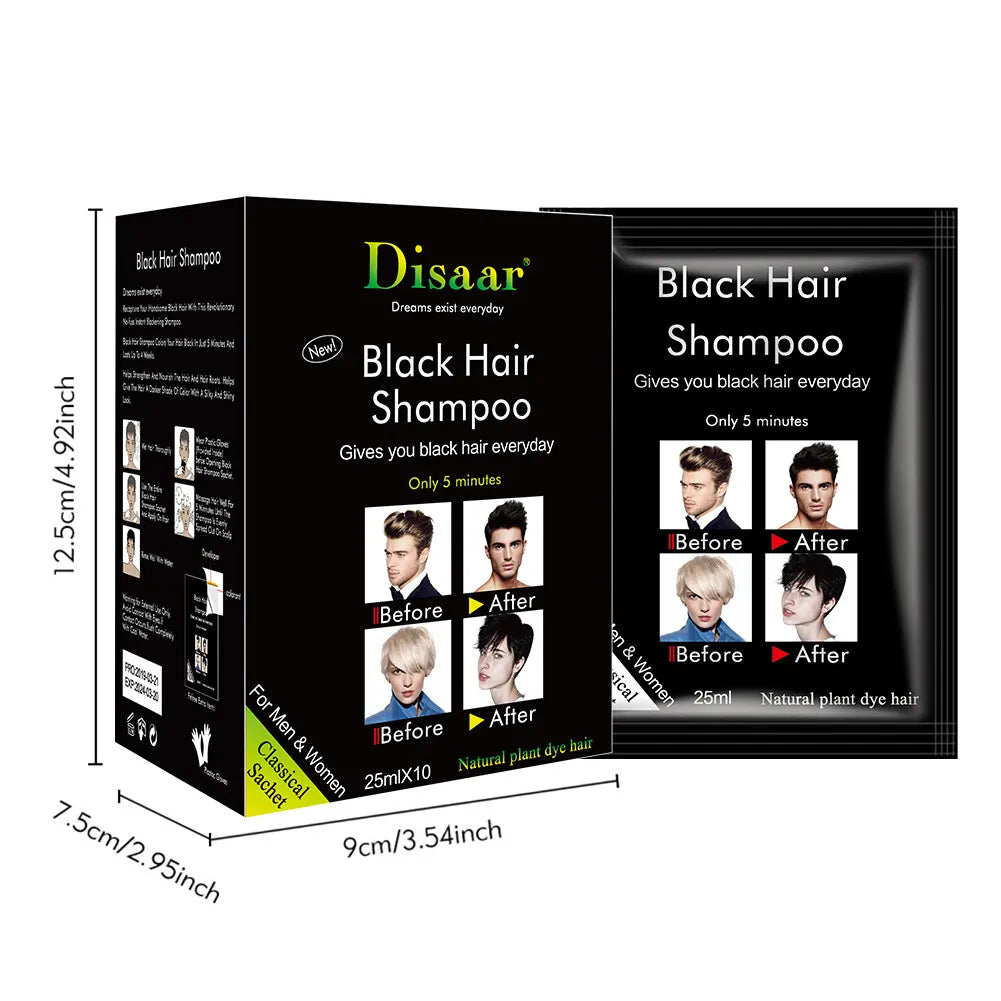 Disaar Black Hair Dye Shampoo Sachet – Pack of 10 Pcs DISAAR