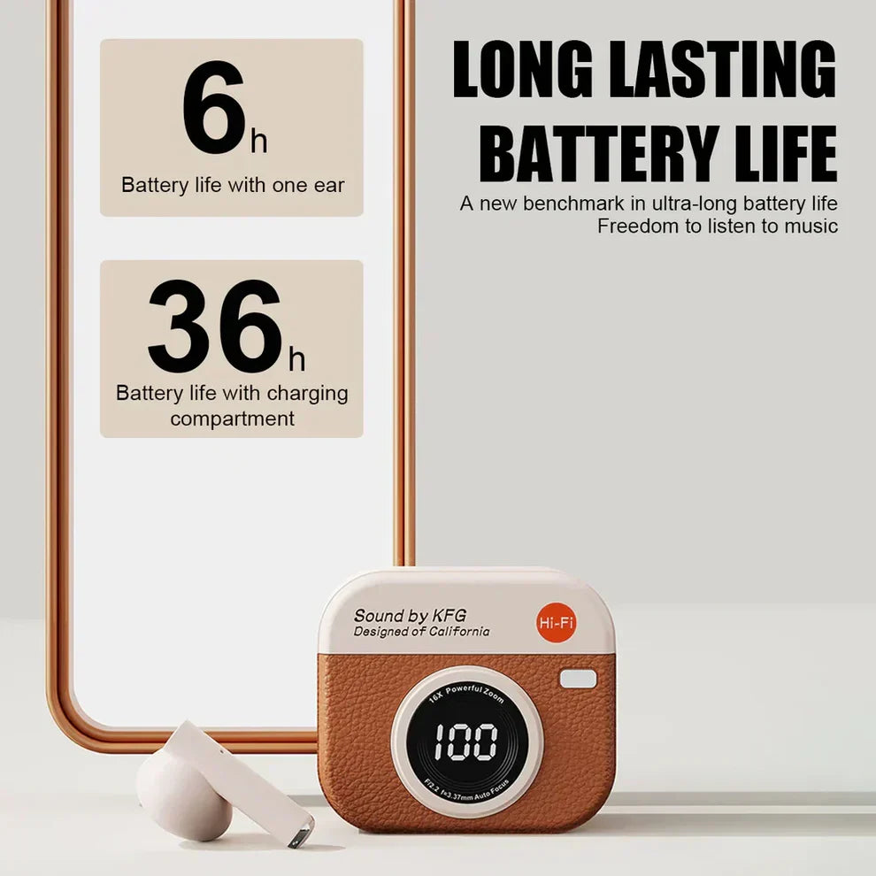X73 Retro Camera Design TWS Wireless Earbuds Cosmia.pk