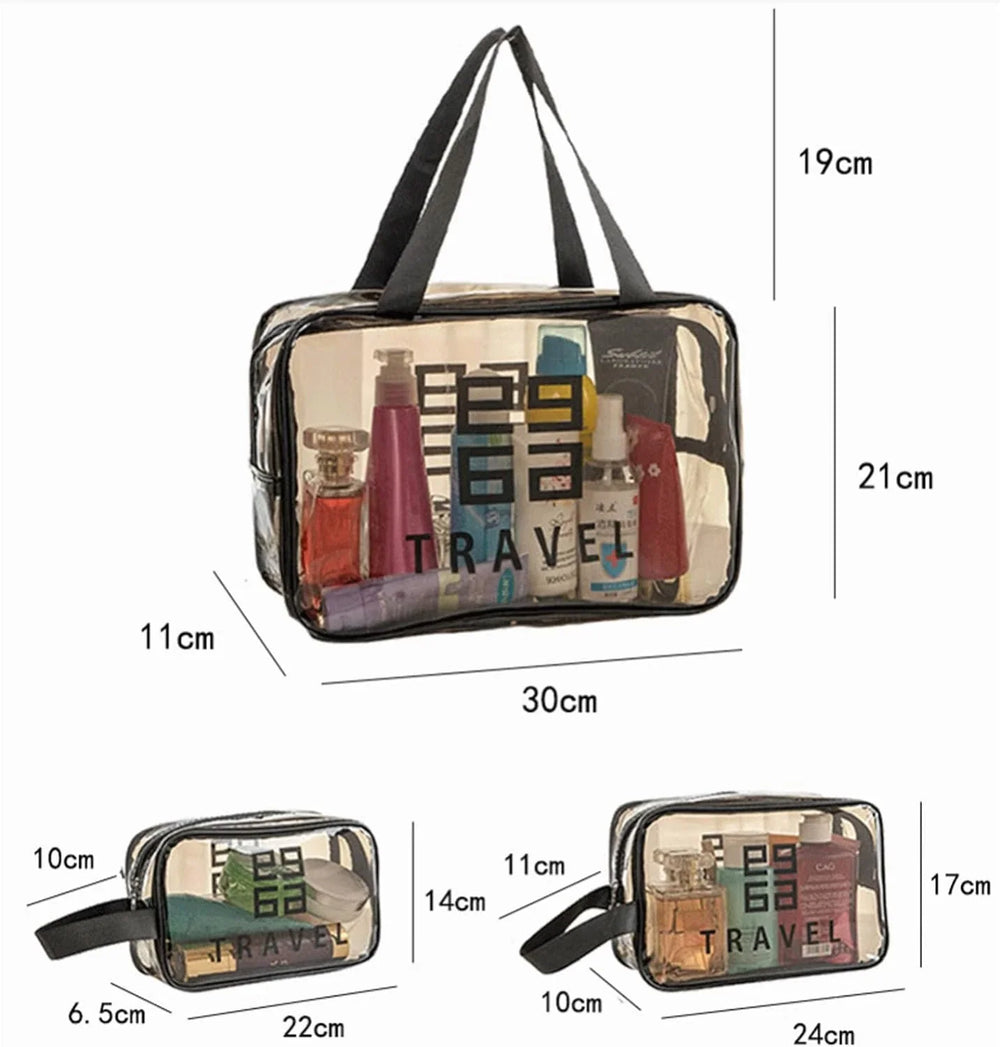 3 Pieces of Clear Makeup Bag, PVC Waterproof Cosmetic Bag Large Clear Travel Toi Cosmia