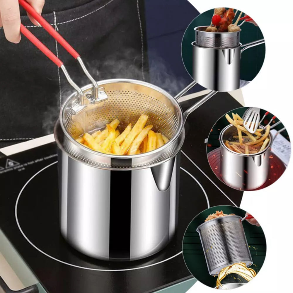 Multipurpose Deep Frying Pot Kitchen Fryer with Strainer Cosmia.pk