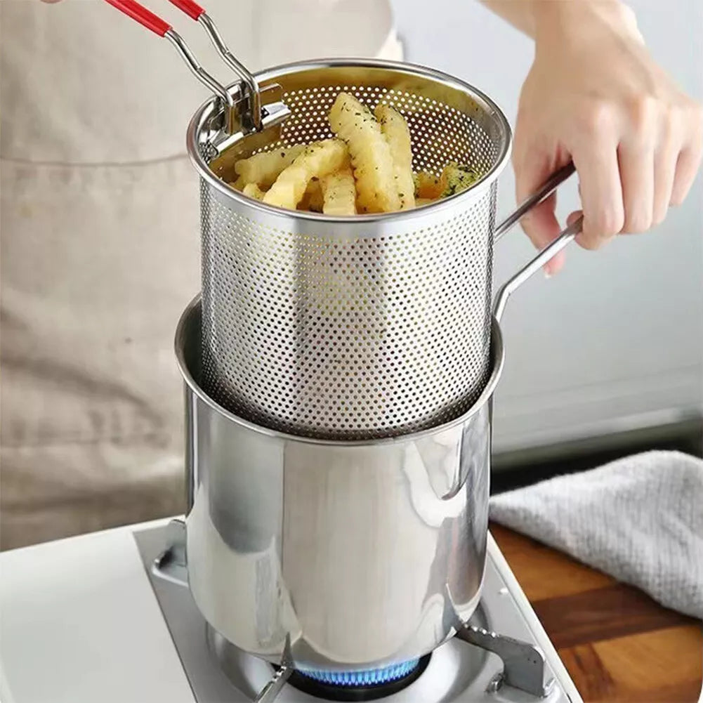 Multipurpose Deep Frying Pot Kitchen Fryer with Strainer Cosmia.pk