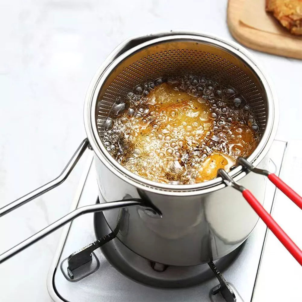 Multipurpose Deep Frying Pot Kitchen Fryer with Strainer Cosmia.pk