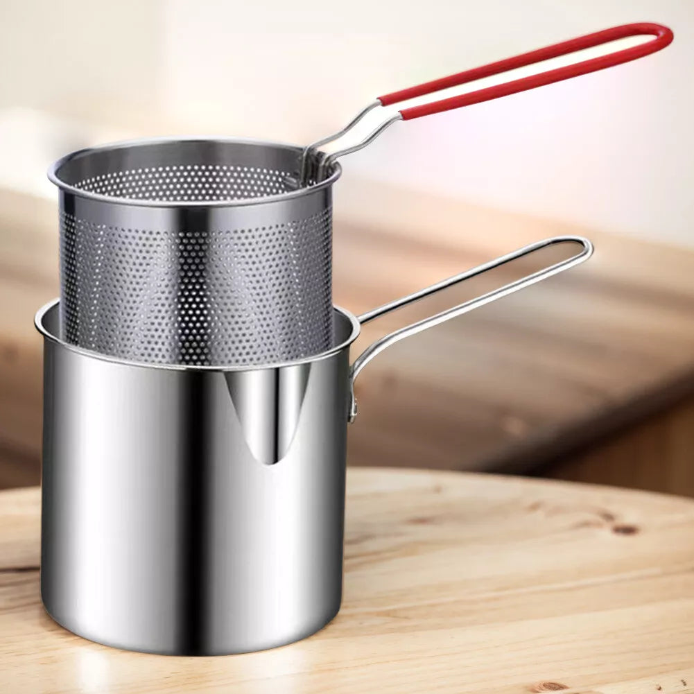 Multipurpose Deep Frying Pot Kitchen Fryer with Strainer Cosmia.pk