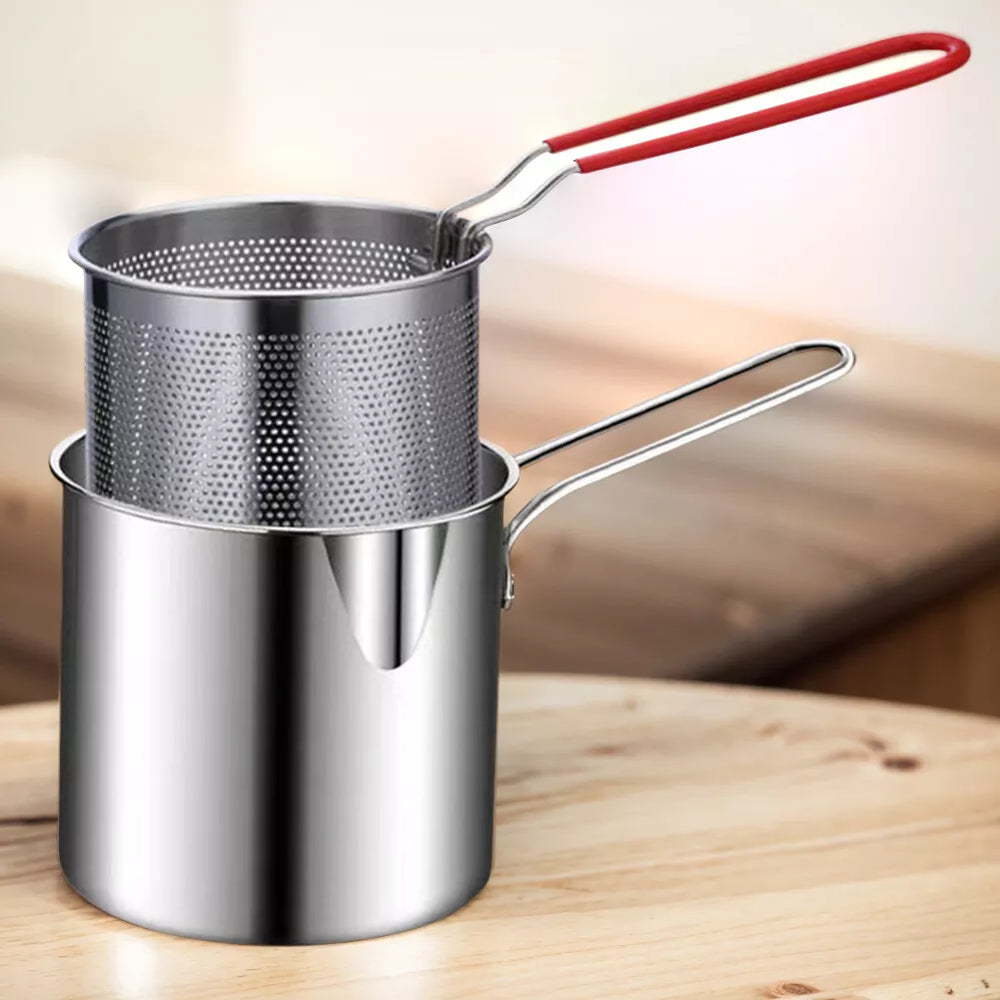 Multipurpose Deep Frying Pot Kitchen Fryer with Strainer Cosmia.pk