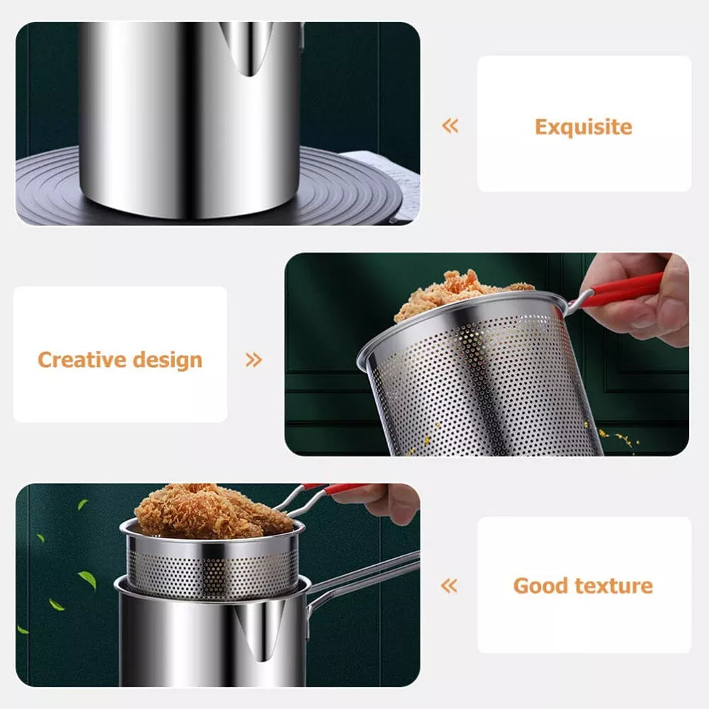 Multipurpose Deep Frying Pot Kitchen Fryer with Strainer Cosmia.pk