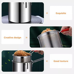 Multipurpose Deep Frying Pot Kitchen Fryer with Strainer Cosmia.pk