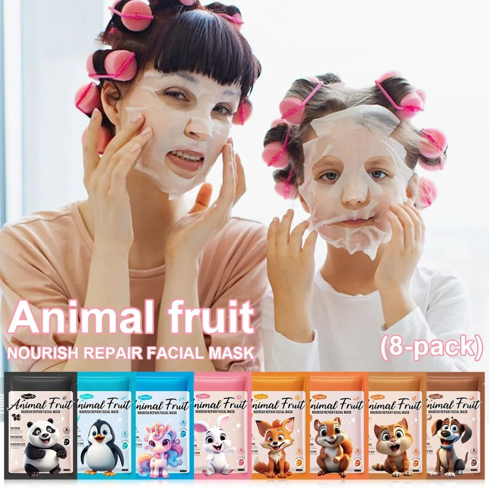 SADOER Pack of 08 Animal Fresh Fruit Natural Animal Series Facial Sheet Mask Sadoer