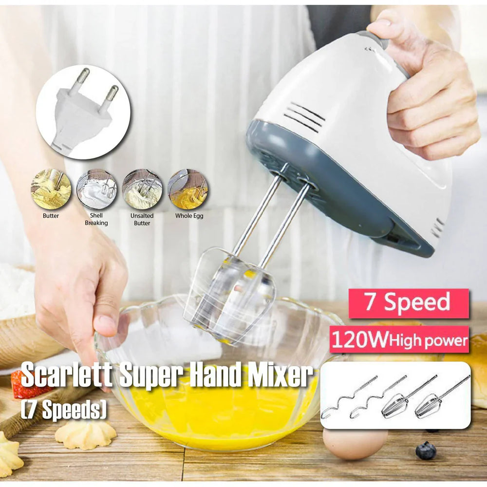 Scarlett Electric Beater Hand Mixer with 7 Speed Controls and Safety Scarlett