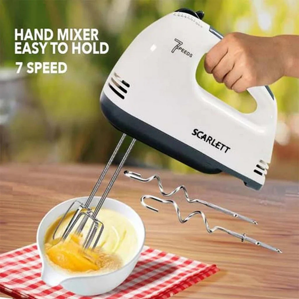 Scarlett Electric Beater Hand Mixer with 7 Speed Controls and Safety Scarlett