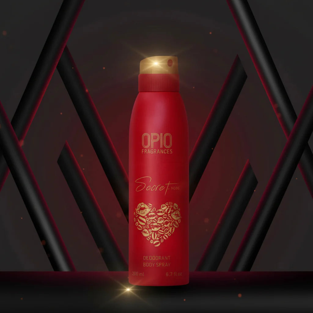 Opio Secret By Kisses Deodorant Body Spray for Women - 200ml Opio