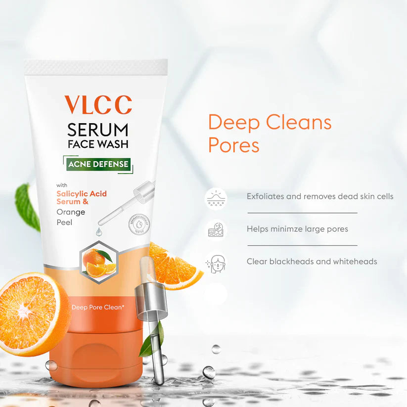 VLCC Acne Defense Serum Face Wash with Salicylic Acid Serum & Orange Peel - 150ml VLCC