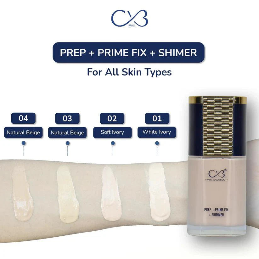 CVB Prep + Prime Fix + Shimmer Foundation – 40ml CVB