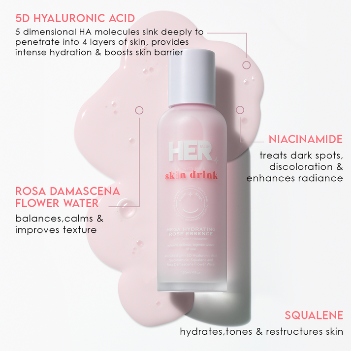 HER Beauty skin drink Hydrating Rose Essence | 2 in 1 Toner Plus HER Beauty