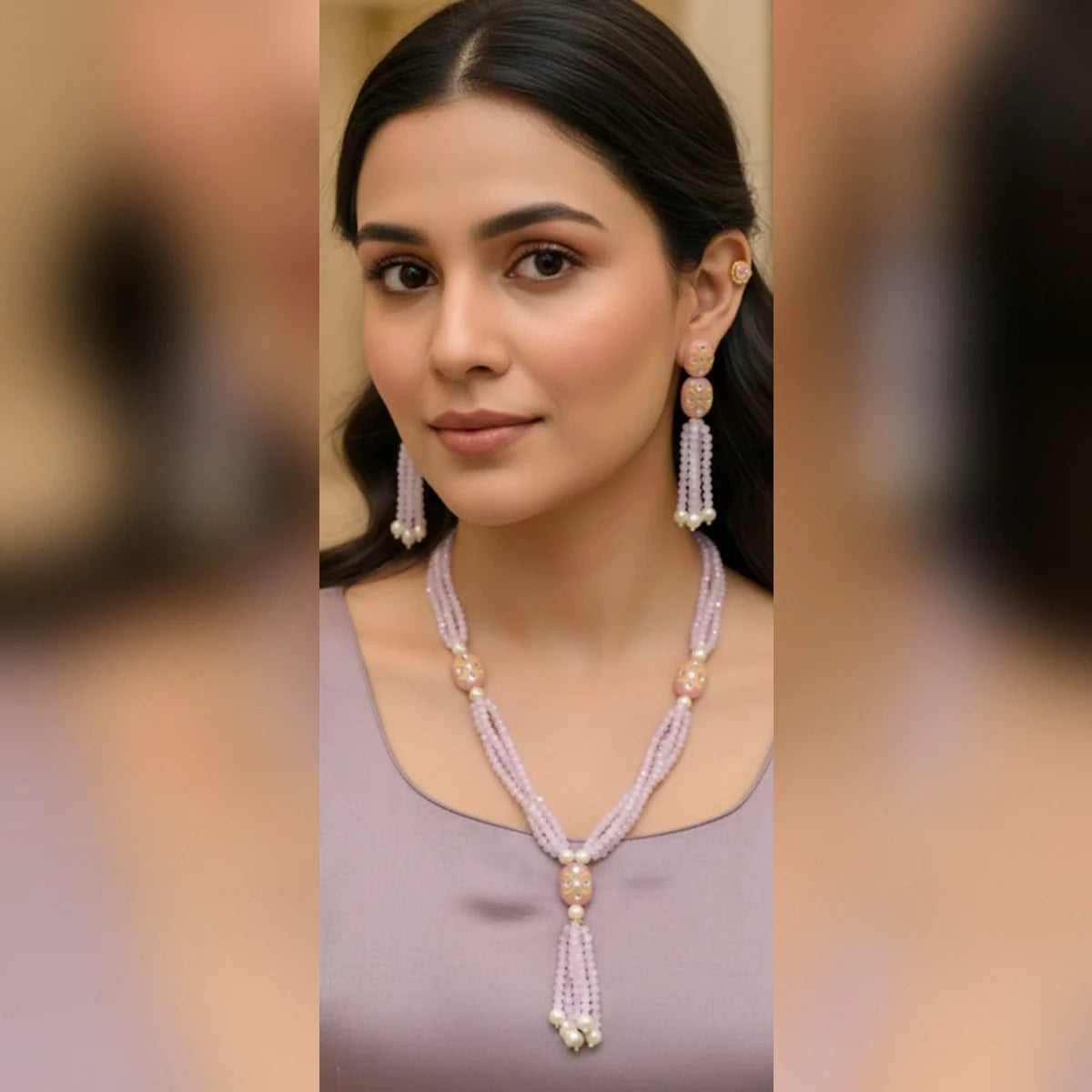 Multi-strand beaded necklace Set Cosmia