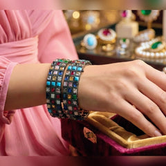 Rainbow Tide Cascade Bangles – Vibrant Flowing Elegance Cosmia