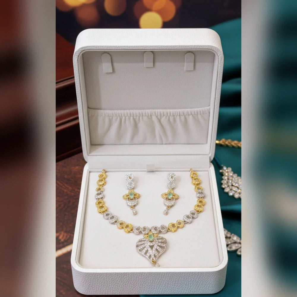 Premium Zircon Necklace Set – 2 Tone Color Cosmia