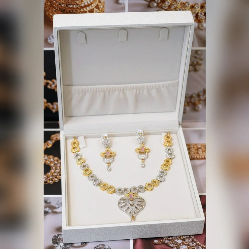 Premium Zircon Necklace Set – 2 Tone Color Cosmia