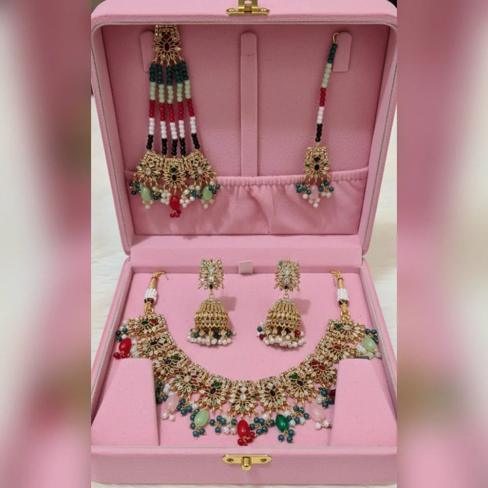 Royal Bridal Jewelry Set with Jhumki, Tikka & Jhumar Cosmia