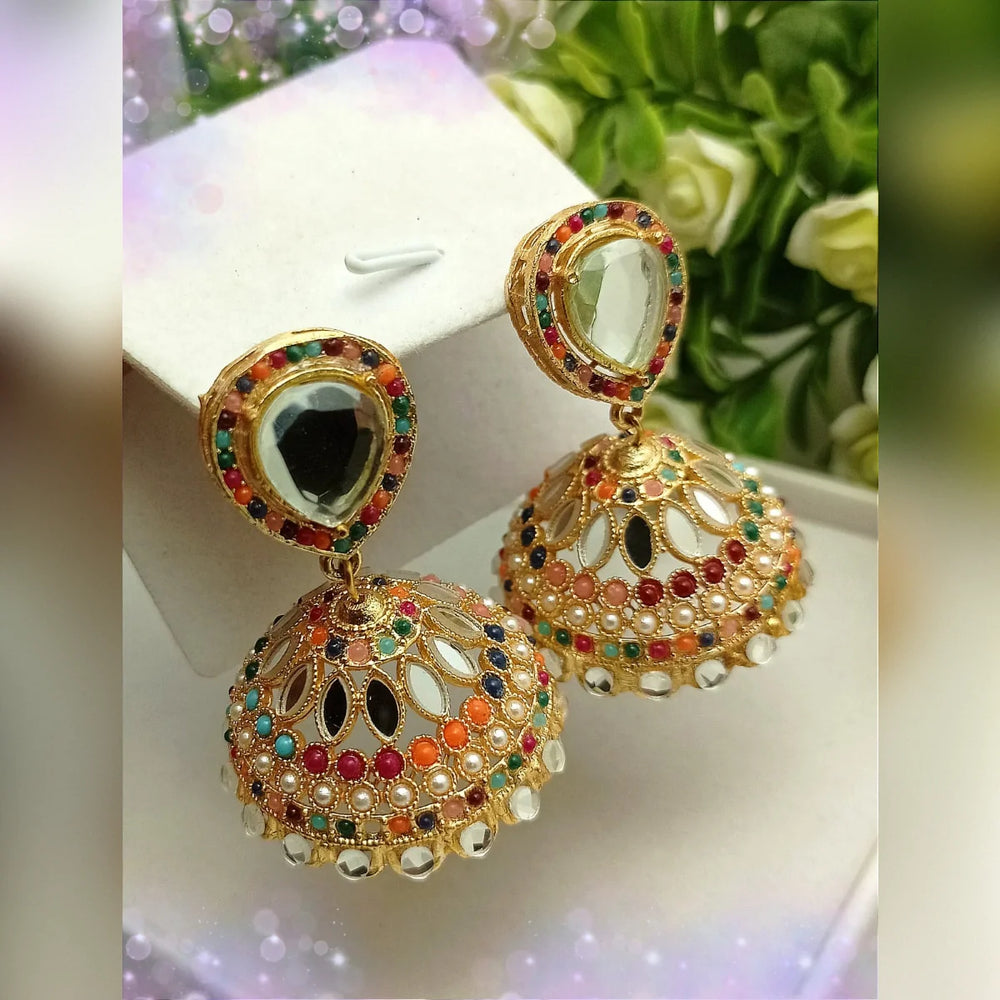 9 Ratan Multi Jhumki Earrings – Colorful Traditional Charm Cosmia