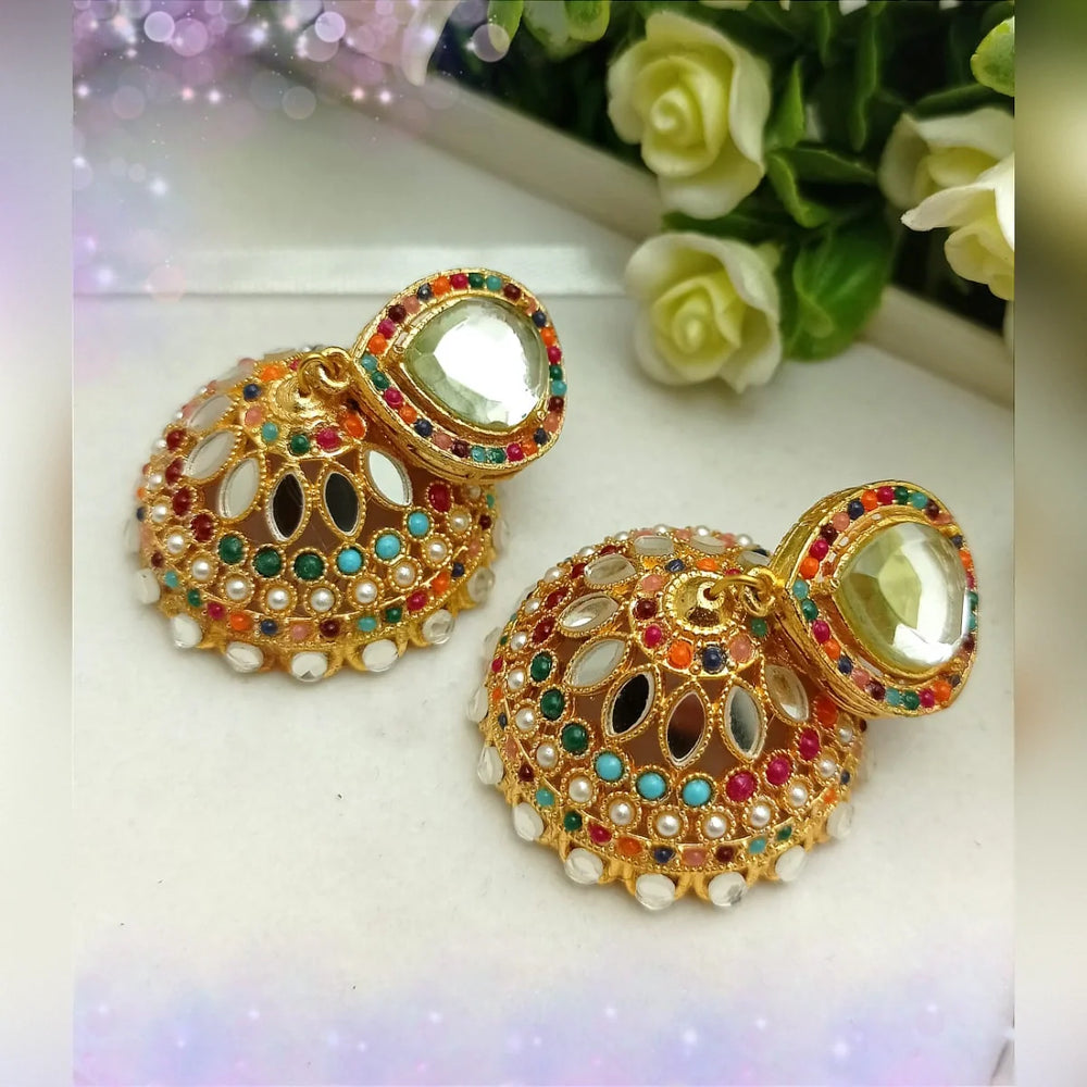 9 Ratan Multi Jhumki Earrings – Colorful Traditional Charm Cosmia
