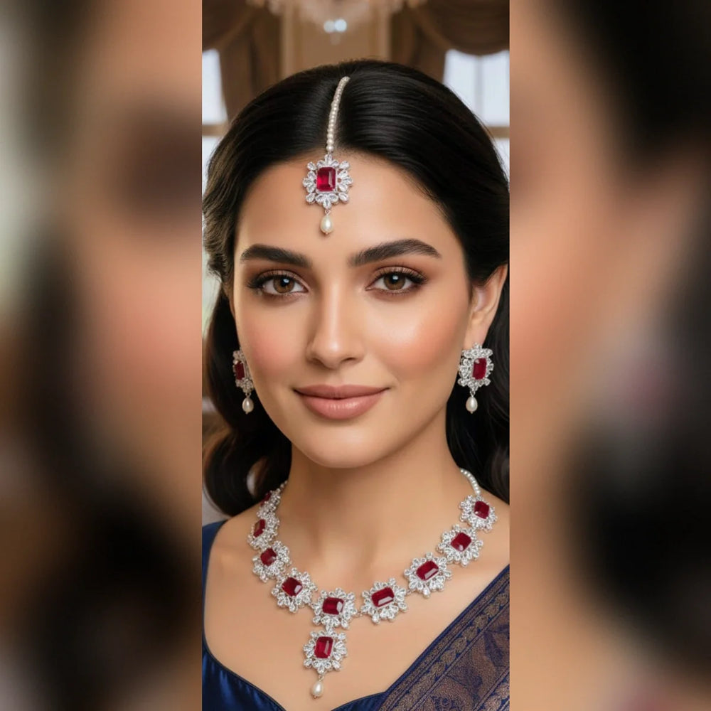 Zircon Necklace Set – Elegant Sparkling Finish Cosmia