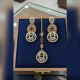 Zircon Tikka Earring Set – Elegant Bridal Sparkle