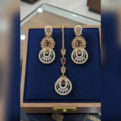 Zircon Tikka Earring Set – Elegant Bridal Sparkle Cosmia