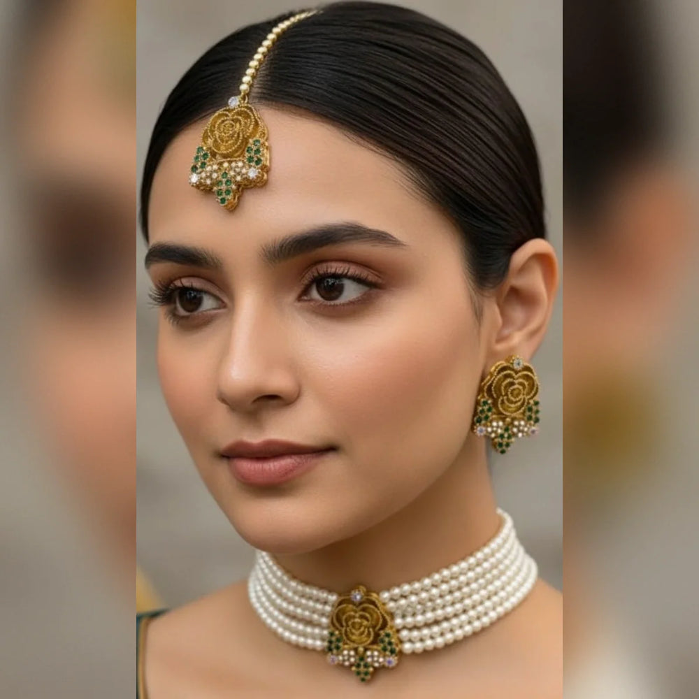 Turkish Flower Choker Set – Elegant Floral Charm Cosmia