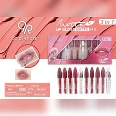 Qoiden Rose 3 in 1 Matte Lipgloss - 12 Pcs Set Qoiden Rose