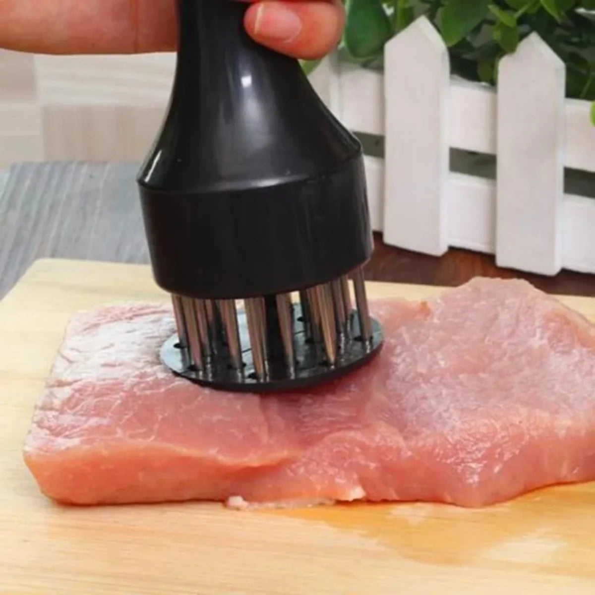 Stainless Steel Meat Tenderizer Tool – Needle Type with Plastic Handle Cosmia.pk