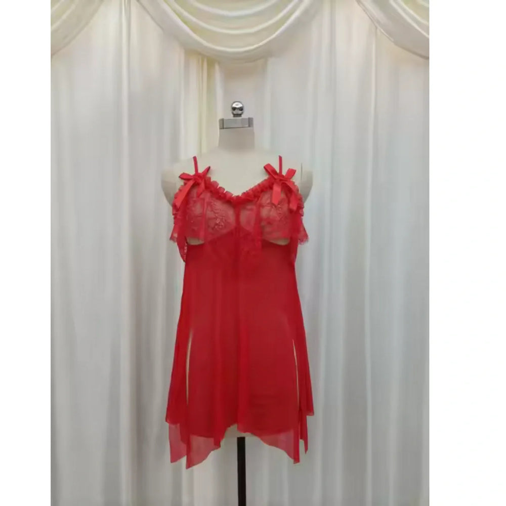 Sheer Mesh Underwear Sexy Lace See-through Nightdress - 8185 Cosmia.pk