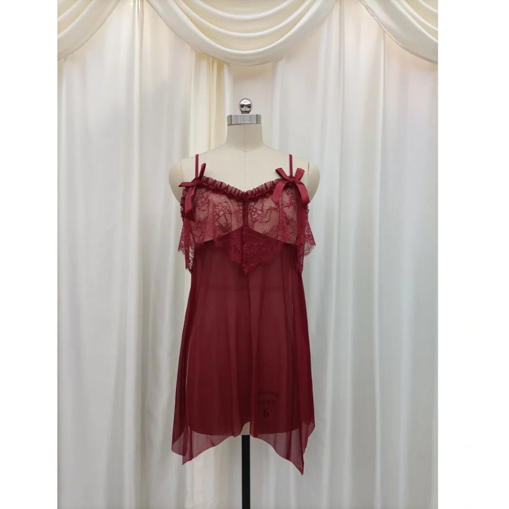 Sheer Mesh Underwear Sexy Lace See-through Nightdress - 8185 Cosmia.pk