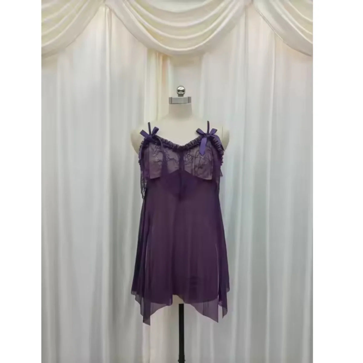 Sheer Mesh Underwear Sexy Lace See-through Nightdress - 8185 Cosmia.pk