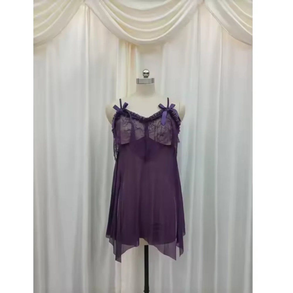 Sheer Mesh Underwear Sexy Lace See-through Nightdress - 8185 Cosmia.pk