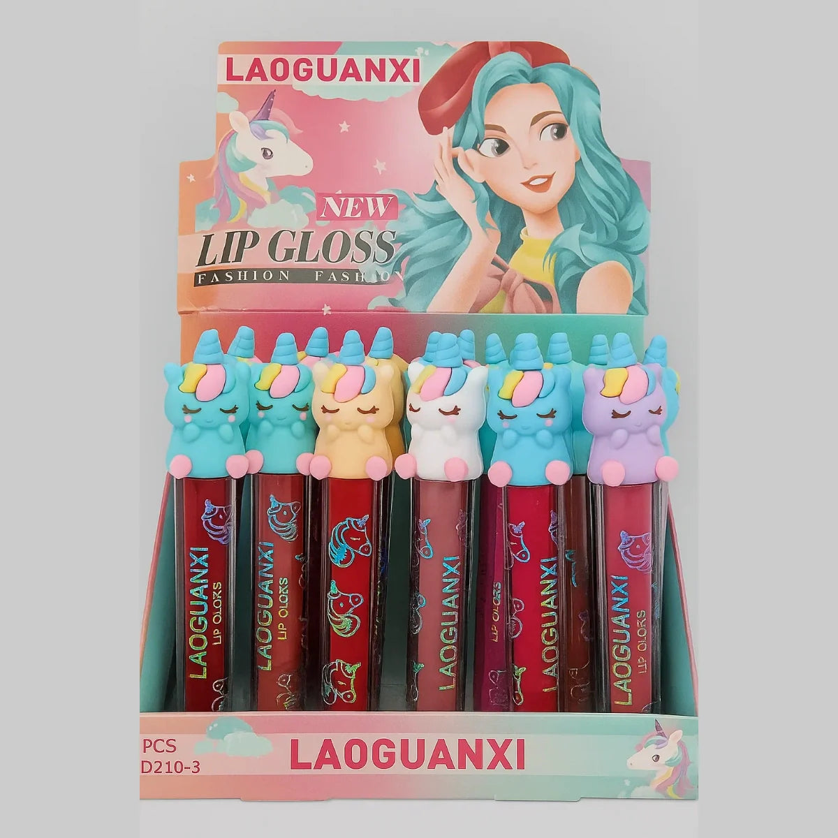 LAOGUANXI lip glosses with unicorn-shaped caps LAOGUANXI
