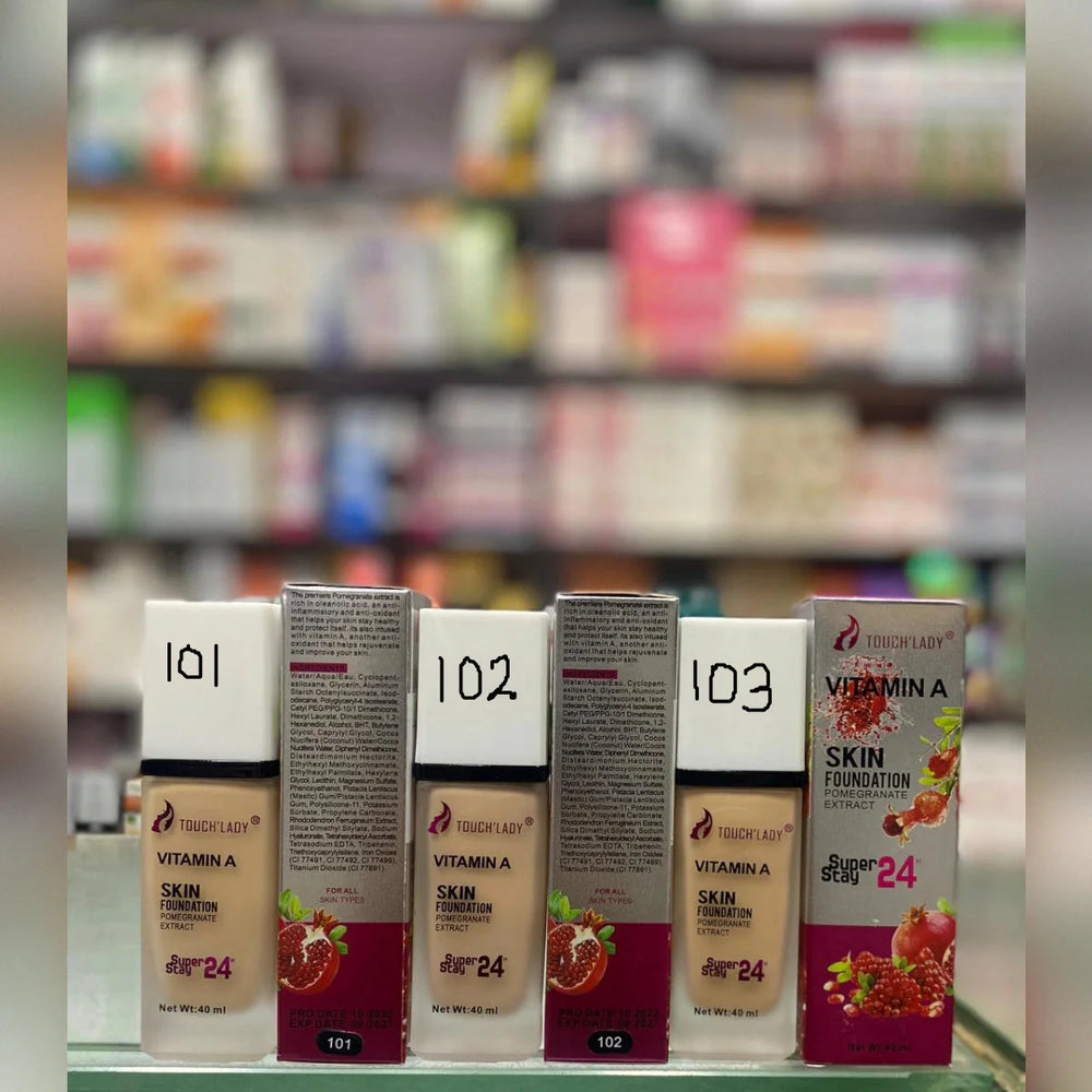 Touch Lady Vitamin A Foundation with Pomegranate Extract - 40ml Miss Rose