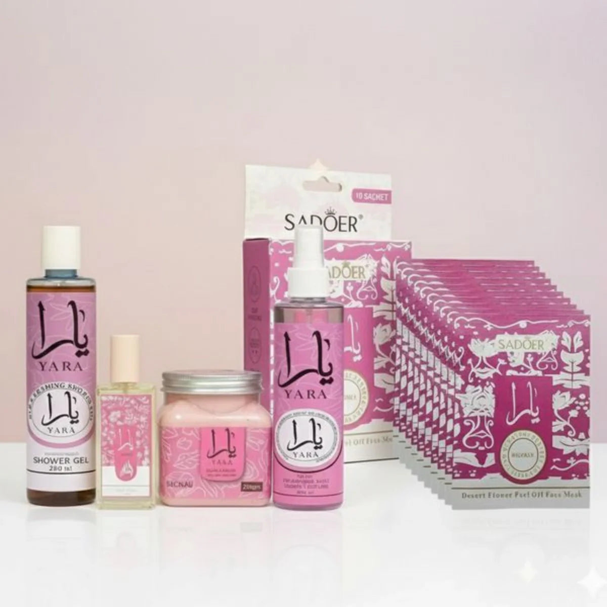 Yara Pink 5-in-1 Ultimate Beauty Combo | Full Body Fragrance Set & Yara