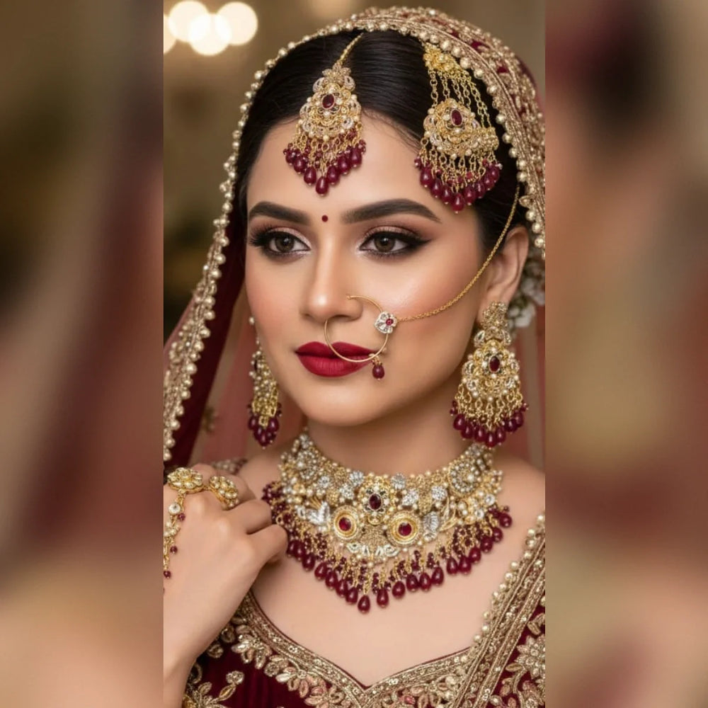Turkish Maroon Bridal set Cosmia