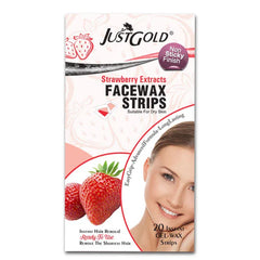 Justgold’s Face Wax Strips - Strawberry Extracts (20 Strips) Just Gold