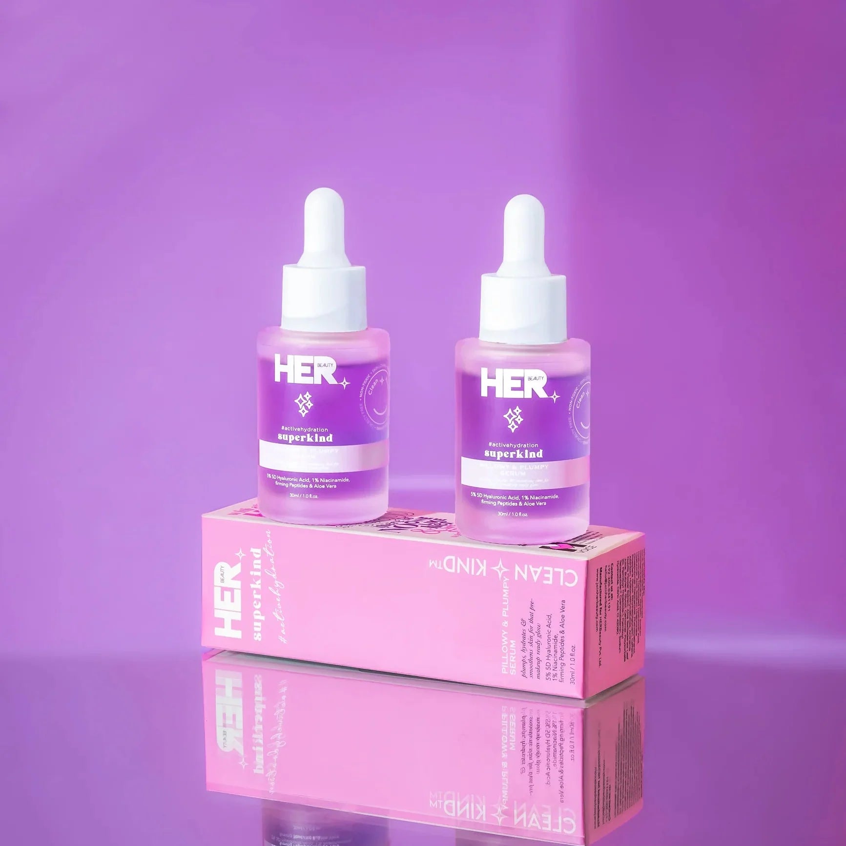 HER Beauty superkind pillowy and plumpy serum 5% Hyaluronic Acid, 1% HER Beauty