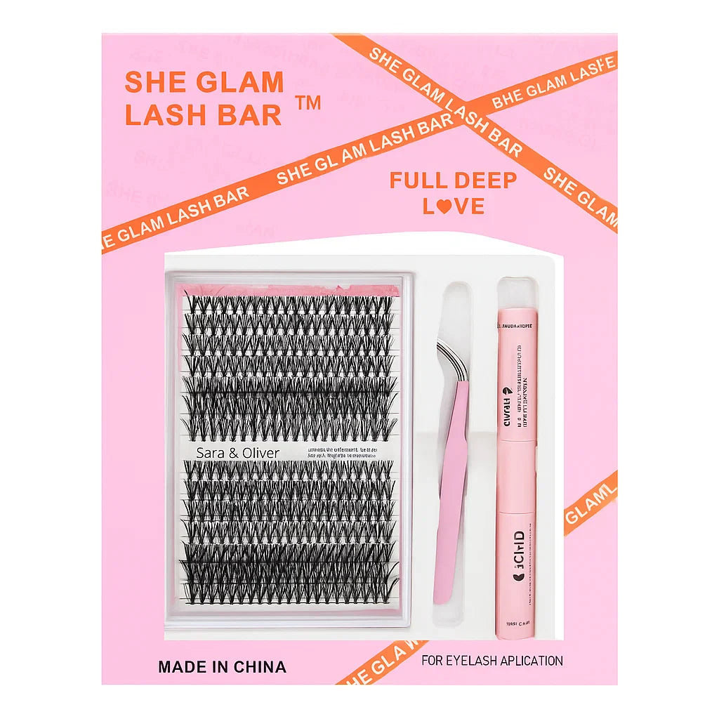 SHE GLAM Lash Bar Extension Kit – Wispy Volume Cluster Set SHE GLAM