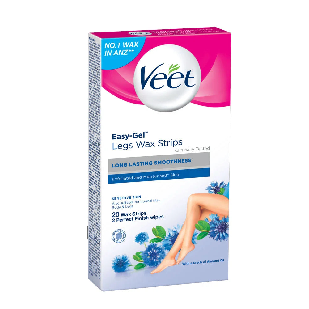 Veet Easy Gel Body & Legs Wax Strips Sensitive Skin - 20 strips Veet