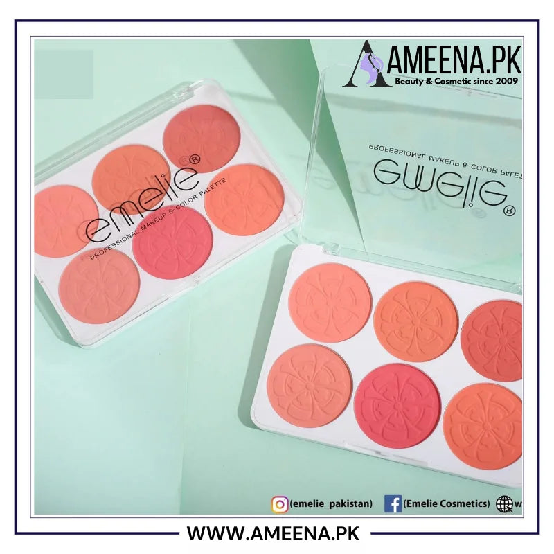 Emelie Matte Blusher 6 Color Palette Emelie