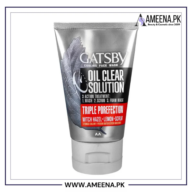 Gatsby Oil Clear Solution Triple Protection Face Wash, Oil Control -  100g Gatsby