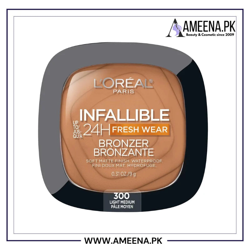 L'Oreal Paris Infallible Up to 24H Fresh Wear Soft Matte Longwear Bronzer Light Medium 300 Loreal Paris