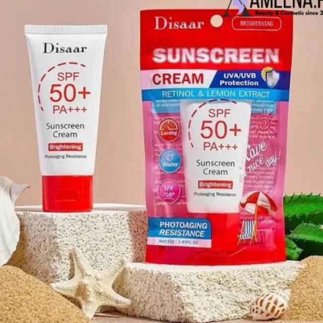 Disaar Retinol And Lemon Extract Sunscreen Cream SPF50+ PA+++ - 50g Disaar