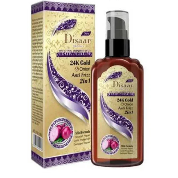 Disaar Hair Serum 2-in-1 24K Gold & Onion Anti-Frizz Mild Formula Disaar